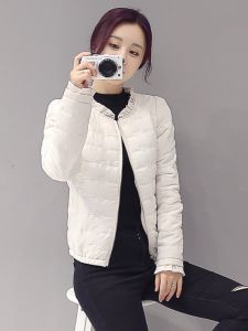 Womens Winter Jacket 2024 New Style Thin down Cotton Coat Short Slim Fit Lightweight Winter Outerwear Zipper Closure Long Sleeve