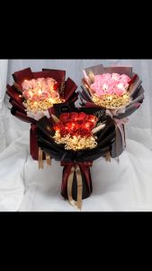 11 Stalks Soap Rose Flower Bouquet Mix Baby Breath & Dry Flower-LED Light -Valentine/ Surprise/Anniversary/Apologize /Happy Birthday /Wedding/Graduate
