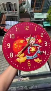 Tranh Đồng Hồ Treo Tường Tráng Gương Thần Tài GAM1211-1 ( tặng kèm đinh ba chân + tặng kèm pin )