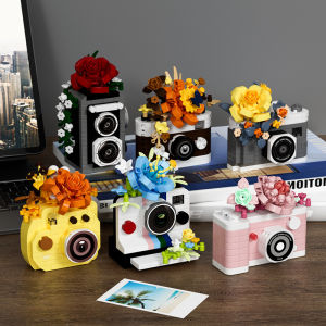 SLR Camera Mirror Flower Model Building Block Set - Creative Trendy Ornament Educational Toy for Children Gift