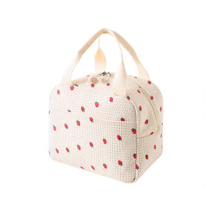 Cute Floral Printed Food Handbags Portable Thermal Lunch Bag Durable Waterproof Office Cooler Ice Insulated Case Camping Ins Bag