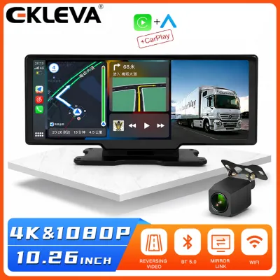 Ekleva 10.26 inch Dash Cam Camera chiếu hậu Carplay & Android Auto DVR Máy quay theo dõi hành trình màn hình gương Máy ghi hình số cho xe ô tô