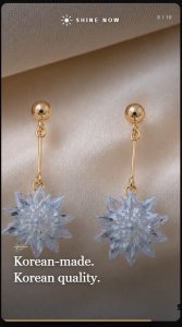 Korean Snowflake Drop Clip-On Earrings | Crystal Elegant Jewelry for Pierced & Non-Pierced Ears
