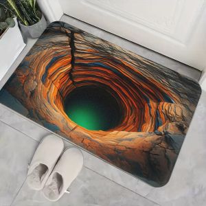 VIKAMA 3D Tunnel Cave Door Mat Entrance Anti fouling Floor Mat Anti slip Water absorbing Carpet Home Decoration