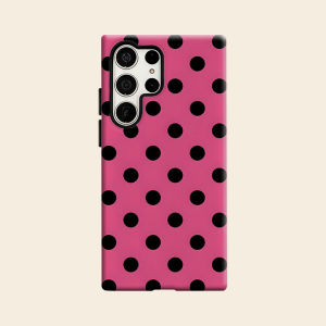 hot pink black dots Luxury Fashion Full Lens Protective Case for Samsung Galaxy S26 S25 S24 A56 A36 Plus Ultra