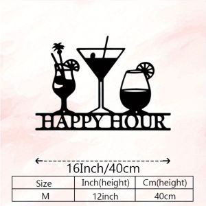 CIFbuy | CIFBUY Wrought Iron Wall Art Rustic Bar Sign Cocktail Martini Design Vintage Home Decor Durable Patio Office Party Gift