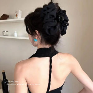 NING ZHOU | Korean Style Ruffled Bow Claw Clip Hair Accessory