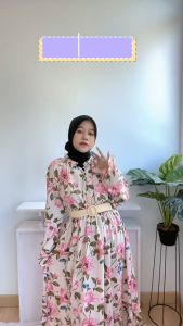 [Basica Moda] 58870 Gaun Dress Gamis Maxi Wanita Muslim Motif Bunga Floral Sonia Twistcone Import 01