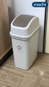 Inochi Hiro Flip Lid Waste Bin 10L – Compact Antibacterial Trash Can with Spring-Return Lid