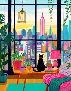 Kayou | 500/1000/1200/2000 PCS for Adults Cat in New York Jigsaw Puzzle Bedroom Gameroom Livingroom Home Decor Birthday Gift