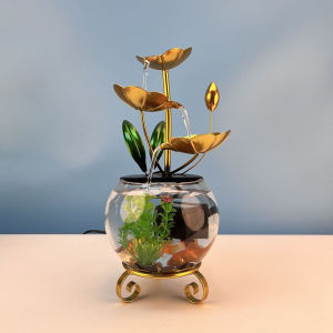 Desktop Flowing Ornament Bud/ Butterfly Water Circulation Fish Tank Office Feng Shui Bring Wealth Home Decoration
