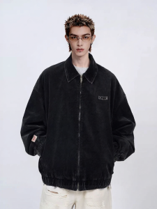 CANOTWAIT_ | Distressed Corduroy Logo Collar Jacket