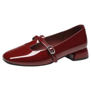 Daphne | Red Flat Mary Jane Shoes