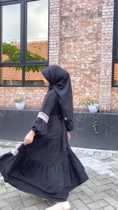 Fatih & Firra - Lalita Gamis Hitam Anak Perempuan: Tampil Shaliha Penuh Percaya Diri Bahan Polyrayon