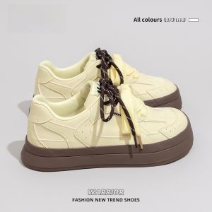 Warrior | Giày vải đế dày thời trang mùa thu cho nữ màu đỏ rượu vang đế cao su thường ngày thể thao giày bệt thời trang