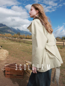เสื้อแจ็คเก็ตผู้หญิงทรงหลวมสไตล์ลำลอง ทรงเข้ารูป แขนยาว ปกติ คอตั้ง สายรัดเอว ฤดูใบไม้ผลิและฤดูใบไม้ร่วง 2025