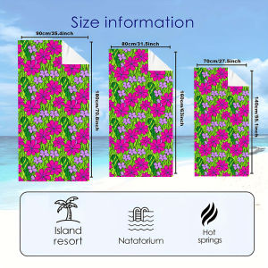 BILIBILI | bright pink green flower Quick Drying Microfiber Beach Towel Lightweight for Swimming Camping Yoga - Bath Towel