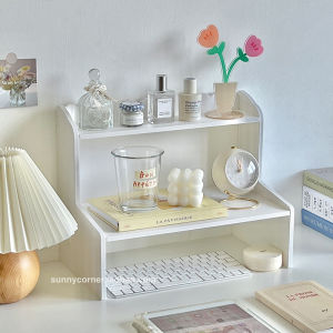 Wooden Desktop Dual Layer Storage Rack Bedroom Cosmetic Organizer Shelf Dormitory Study Desk Cup Storage Rack Yuan Qi Corner