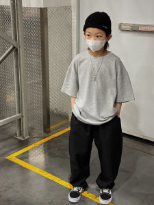 Boys Loose Fit round Neck Short Sleeve T-Shirt Spring Summer Casual Breathable Pure Cotton Solid Color Fashionable Top