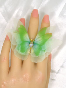 Handmade Open Ring Vintage Chinese Style Courtship Sweet New Design Butterfly Insect Pattern Gold Plated Artificial Gem Ring for Women