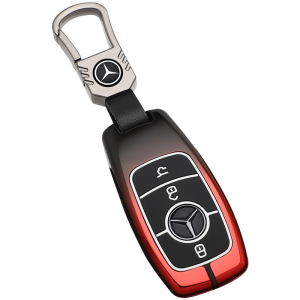 Gradient Zinc Alloy Luminous Silicone Car Smart Key Fob Shell Case Cover Chain Bag Protection For Mercedes Benz A B C E S G GLA GLB GLC CLA CLS Class Keyless Remote Holder Buttons Protector Keychain