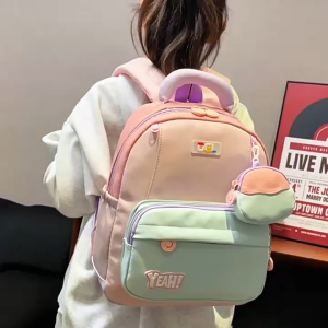 Large capacity Schoolbag for Elementary School students fashionable color-blocked Backpack Grade 1-3