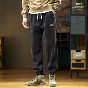 ROMON | Lormen Mens Fleece Lined Pants Thickened Winter Corduroy Loose Fit Sweatpants Casual Sporty Long Trousers For Youth