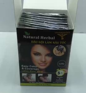 Gội là nâu Natural Herbal Le-Cosmetics - Dầu gội phủ bạc - Dầu gội nhuộm tóc Nâu -Hộp 10 gói"