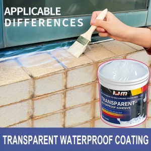 Upgraded Transparent Waterproof Liquid Rubber Coating - Fast-Drying 1K Sealant for RV and Indoor Leak Repair Durable Plastic