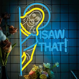 I Saw That Jesus Neon Sign LED Neon Light Multipurpose Wall Decor for Christian Door Frames or Revival Activity Gift for Family