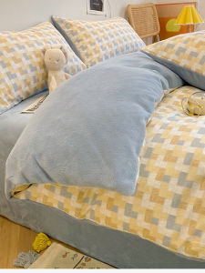 LUOLIQI | Thick Warm Winter Cotton Milk Velvet Four-Piece Bedding Set