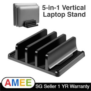 Vertical Laptop Stand Made of Premium ABS 3 Slot Design Space-Saving Adjustable Desk Organizer for All MacBook/Chromebook/Surface