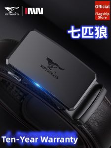SEPTWOLVES | Automatic Buckle Mens Leather Belt Genuine Cowhide For Business