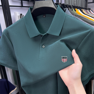 Mens Summer Luxury Brand Cotton 100% Polo Shirt Lapel Printing Short Sleeves T-Shirt Business Leisure Ventilate Mens Clothing