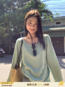 Loose Fit round Neck Knitwear Button Cuff Solid Color Simple Design Womens Top Hi Cannon Commute Style Spring New Arrival