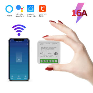 Small Square Graffiti WIFI Smart Switch 16A Wireless Switch Smart Home Automation Smart Life Compatible with Alexa Google Home