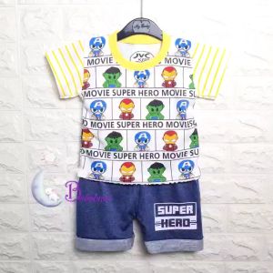 BOBOBAM BAJU BAYI LAKI LAKI SETELAN ANAK COWO LUCU STELAN COWOK 6 12 BULAN KEREN TRENDY KEKINIAN HERO