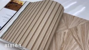 วอลเปเปอร์ติดผนังหน้ากว้าง รุ่นทากาว 3มิติ แบบเสมือนไม้ ลายระแนงไม้ เกรดพรีเมียม* พร้อมส่ง