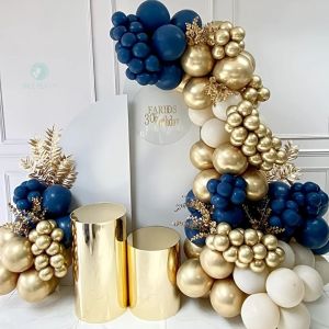 122pcs Navy Blue Metallic Gold Vintage Sand White Balloon Garland Arch Kit for Birthday Decorations Wedding Baby Shower Decor