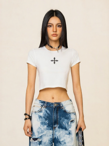 SMFK | Cross Pattern Basic Short Summer T-shirt