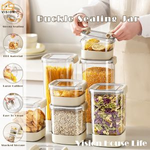 วิสัยทัศน์630มล./1500มล./2350มล./3350มล. กล่องเก็บอาหารในครัวขวดปิดสนิทวางซ้อนกันได้สามารถโถสุญญากาศธัญพืชอาหารโปร่งใสกล่องเก็บของกล่องถนอมอาหารโถชาผลไม้อบแห้ง