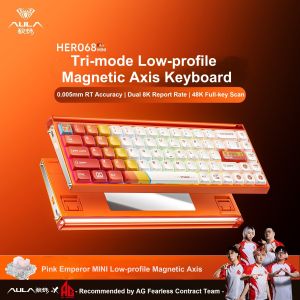 AULA | AULA HERO68 MINI Air Low-Profile Magnetic Switch Keyboard Wireless Three Mode Dual 8K RGB Gaming Keyboard 68 Keys Fast Response