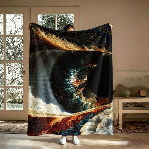 Surreal Giant Eye Cosmic Flannel Blanket Perfect for Sofa Office Bed Travel Sleep Read Relax Camping Four Season Use