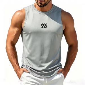 Summer Men Mesh Breathable Quick Dry Running Tank Top Men Sleeveless T-shirt Gym Fitness Workout Vests Lightweight Training Tops