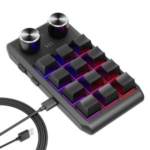 Bluetooth Keyboard Programming Macro Custom Keyboard 12 Key 2 Knob RGB Copy Paste Mini Button Gaming Mechanical Hotswap Macropad