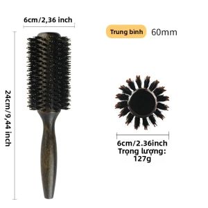 Bàn Chải Tóc Tròn Bằng Lông Lợn Chuyên Nghiệp Cán Gỗ Lược Làm Tóc Phụ Kiện Cho Thợ Cắt Tóc Dành Cho Nam Và Nữ