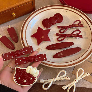 กิ๊บติดผมรูปผีเสื้อสีแดงสำหรับผู้หญิง 2024 กิ๊บติดผมด้านข้างแบบใหม่ระดับไฮเอนด์ กิ๊บติดผมรูปปากเป็ดสำหรับผู้หญิง