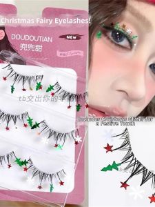 Atmospheric Eye Makeup Christmas Themed Crossed False Lashes
