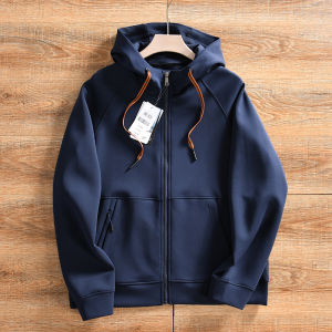 Soft Skin-Friendly Airy Fabric Hooded Open Cardigan Sweatshirt Jacket for Men Versatile Autumn Sporty Outerwear Straight Hem Loose Fit