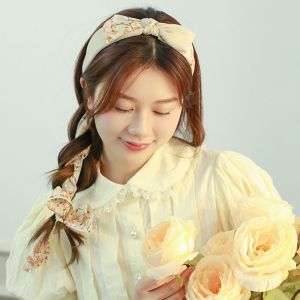 French Style Wide Edge Hairband Womens Hair Accessories with Butterfly Knot And Sash Face Slimming Outdoors Spring Summer Versatile Headwear